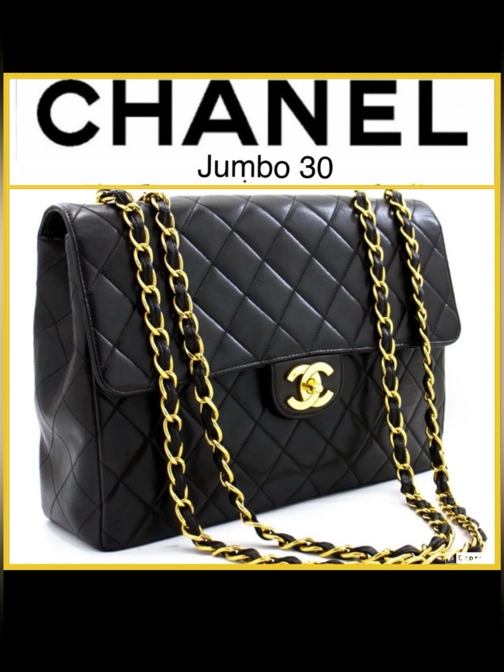 CHANEL 😍 CLASSIC JUMBO 30 😍Single Flap Lambskin 24K Box Duster card GorG EUC❗️